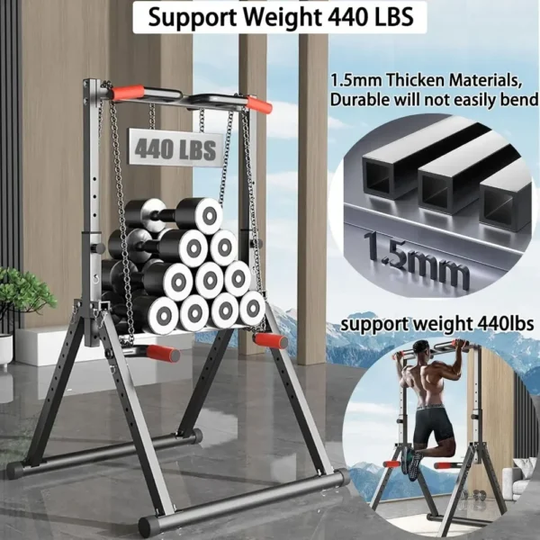 Foldable Power Tower Dip Station Pull Up Bar Station Adjustable Multifunction Fitness Tower Station Training Equipment Outdoor - Image 6