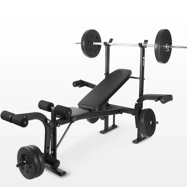 Multi-Function Home Fitness Rack with Metal Barbell Bench Press Squat Rack All-in-One Weight Bench - Image 3