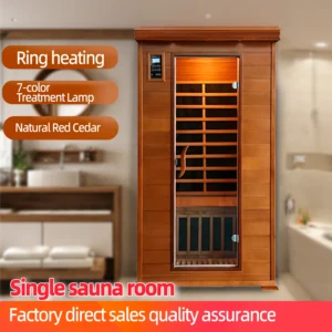 Dynamic Home Sauna FAR Infrared 1 Person Room Light Therapy with Control Panel Low-EMF Tech Red cedar