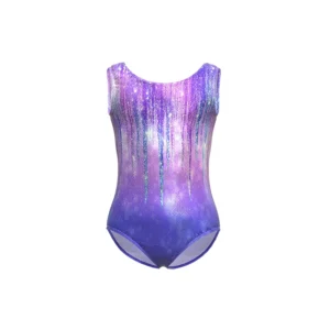 Girls Gymnastics Leotards Fashion Print SleevelessTank Dancewear Kids Workout Outfits Bodysuit