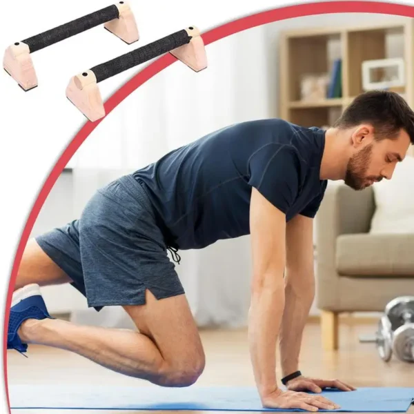 2PCS Solid Wood Push Up Bar Pull Up Stand Handles Parallettes Handles Exercise Equipment For Home Wood Parallettes Bar - Image 6
