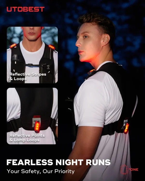 UTOBEST UTR113 Reflective Running Hydration Vest Adjustable Phone Holder for Training Cycling Night Running - Image 4