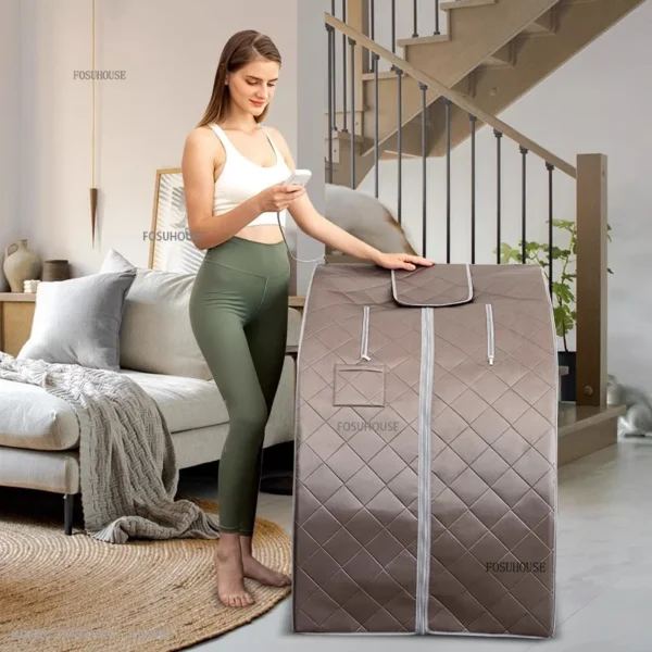 Portable Full BodyFar Infrared Sauna Room Home Waterless Sweat Steaming Box Relaxation Detox with Heating Foot Pad Heater Pool - Image 4
