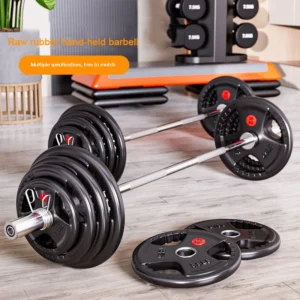 Weightlifting Hard Pull Rubber Barbell Plates Large Hole Bar Barbell Plates Three Hole Handheld Barbell