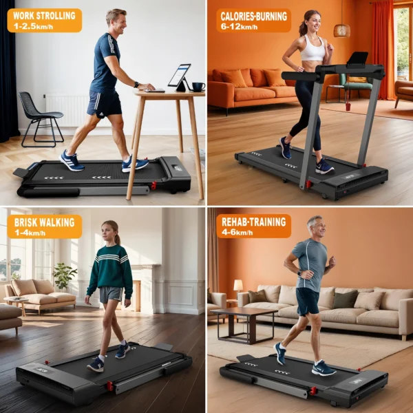 Mettlematic 2-in-1 Treadmill for Home, 12 Km/H, Dual Led Display, 12 Programs, Foldable, Shock-Absorbing, App Compatible, 2-Year - Image 3