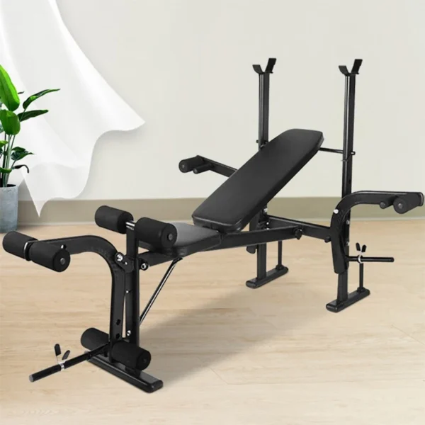 Multi-Function Home Fitness Rack with Metal Barbell Bench Press Squat Rack All-in-One Weight Bench - Image 5