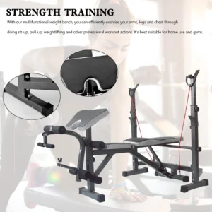Artudatech Full Body Workout Adjustable Weight Bench Folding Bench Press W/Barbell Rack