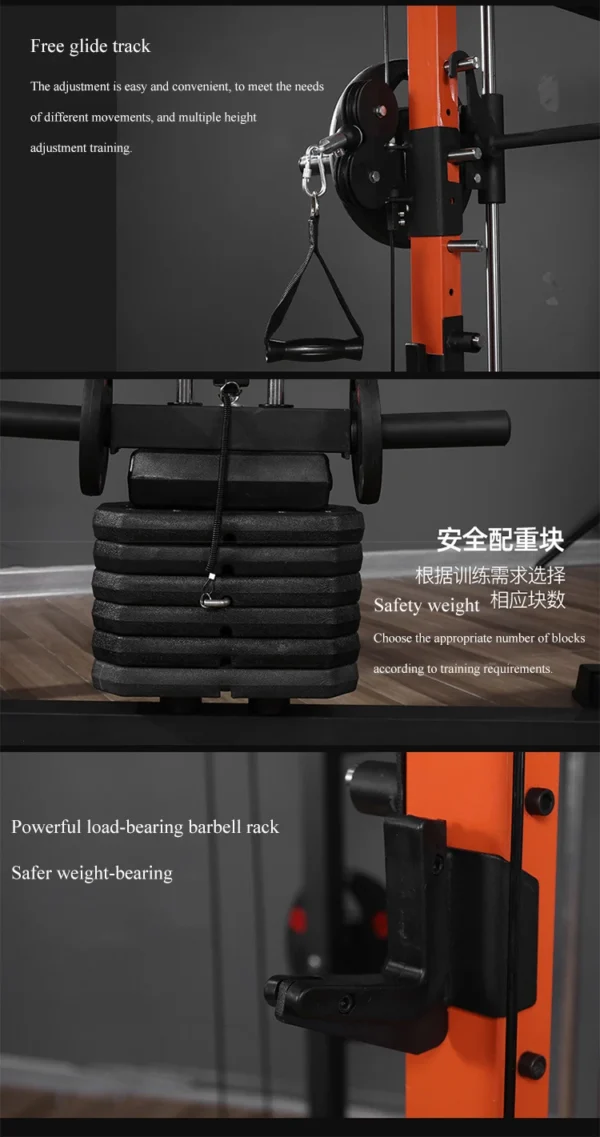 Multi Functional Home Gym Equipment Pull up Bar Pulley Cable Smith Machine Squat Rack - Image 6