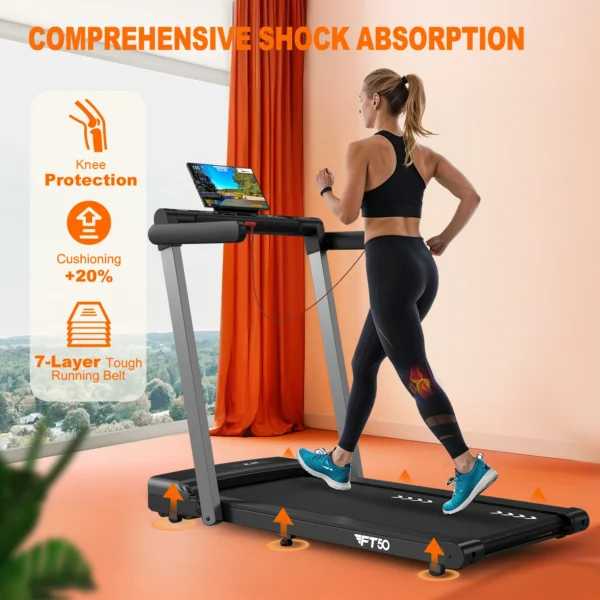 Mettlematic 2-in-1 Treadmill for Home, 12 Km/H, Dual Led Display, 12 Programs, Foldable, Shock-Absorbing, App Compatible, 2-Year - Image 6