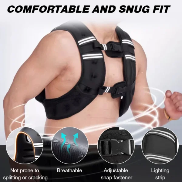 Weighted Vest 5KG Body Weight Vest Exercise Set with Reflective Stripe Double Adjustable Buckle Straps Home Gym Equipment - Image 3