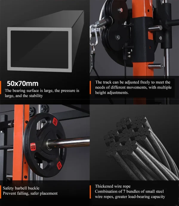 Multi Functional Home Gym Equipment Pull up Bar Pulley Cable Smith Machine Squat Rack - Image 4